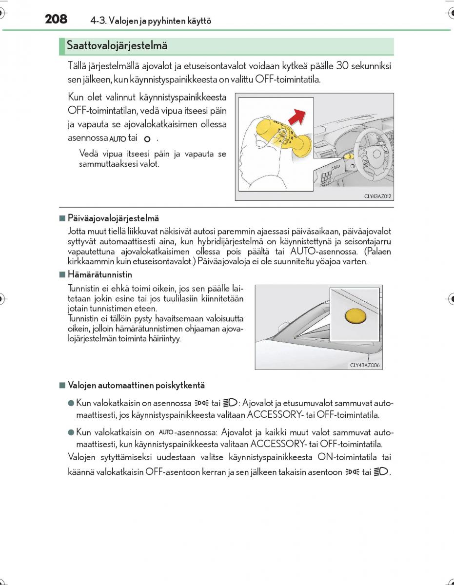 Lexus IS300h III 3 omistajan kasikirja / page 208