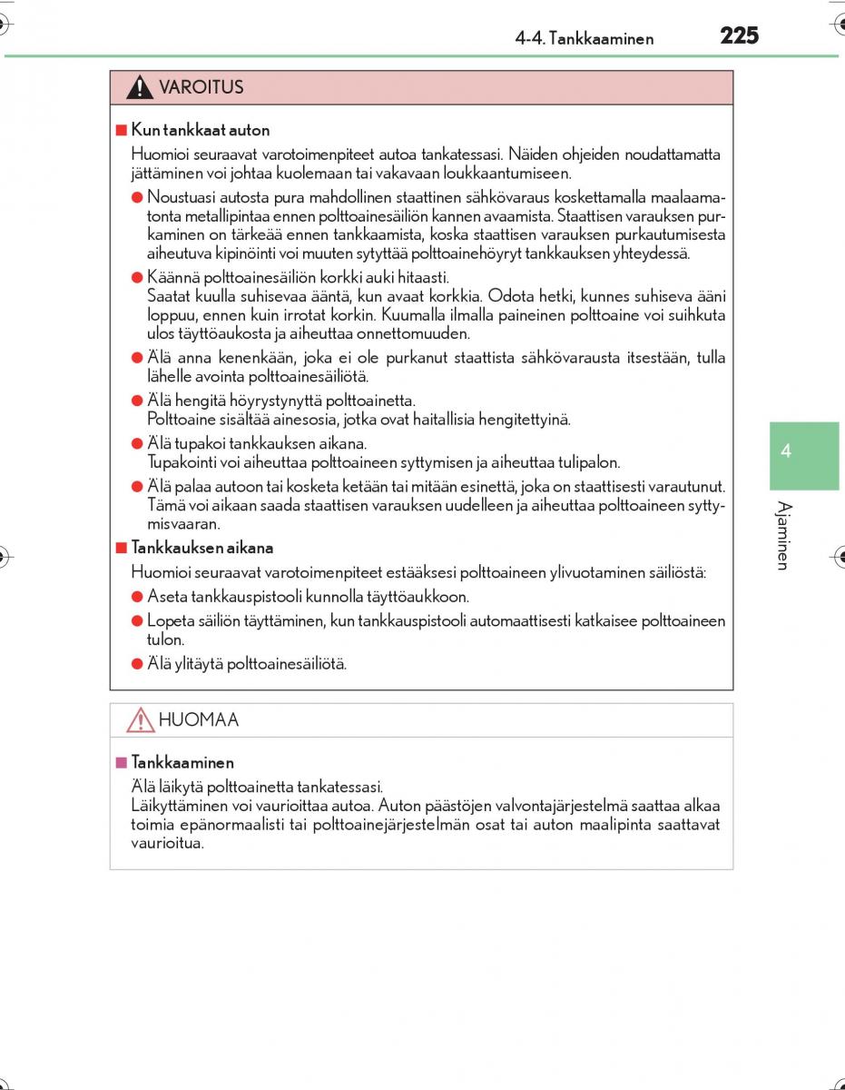 Lexus IS300h III 3 omistajan kasikirja / page 225