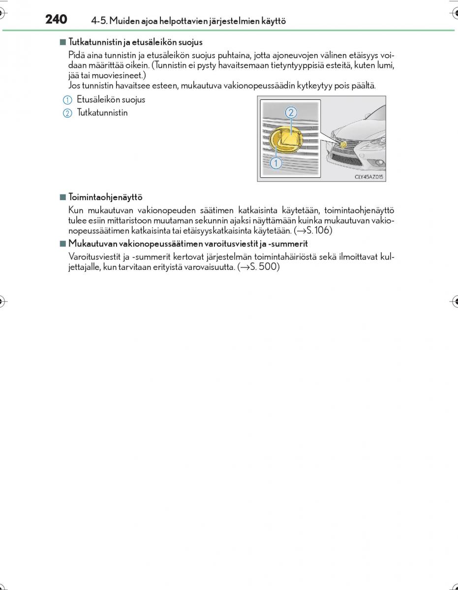 Lexus IS300h III 3 omistajan kasikirja / page 240