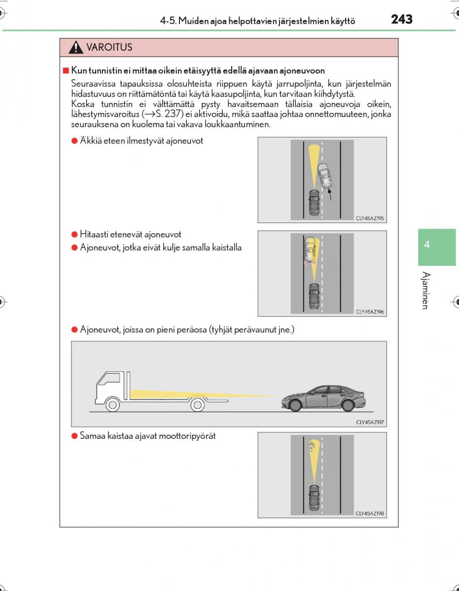 Lexus IS300h III 3 omistajan kasikirja / page 243