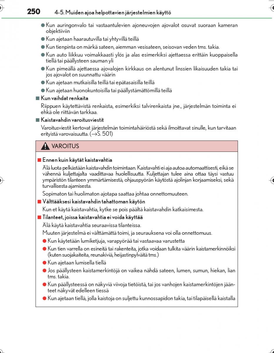 Lexus IS300h III 3 omistajan kasikirja / page 250