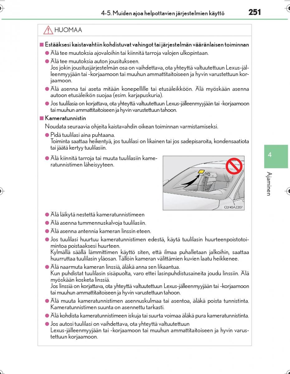 Lexus IS300h III 3 omistajan kasikirja / page 251