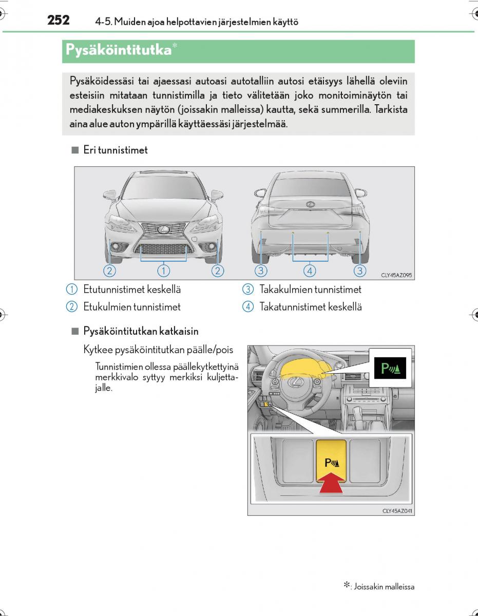 Lexus IS300h III 3 omistajan kasikirja / page 252