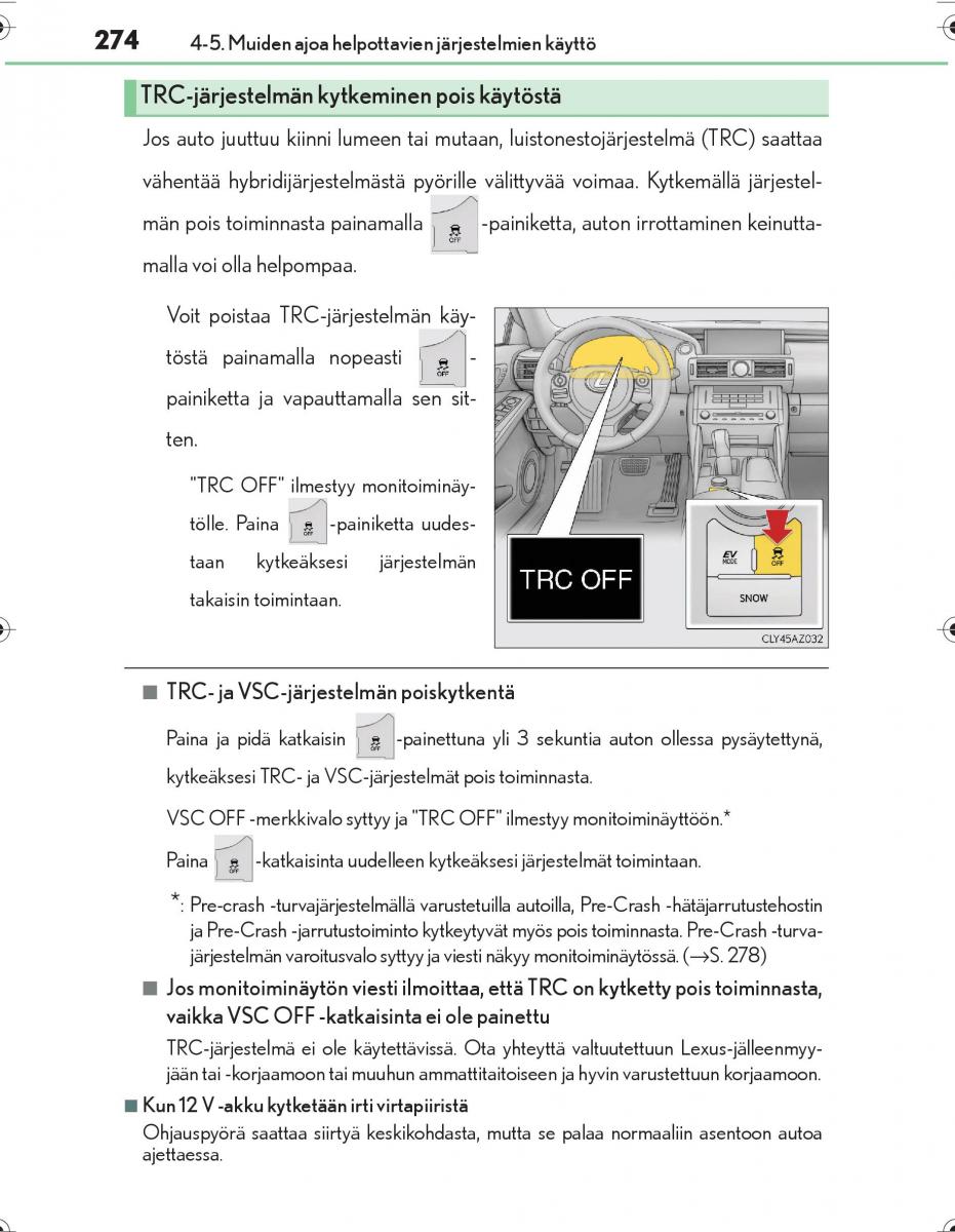 Lexus IS300h III 3 omistajan kasikirja / page 274