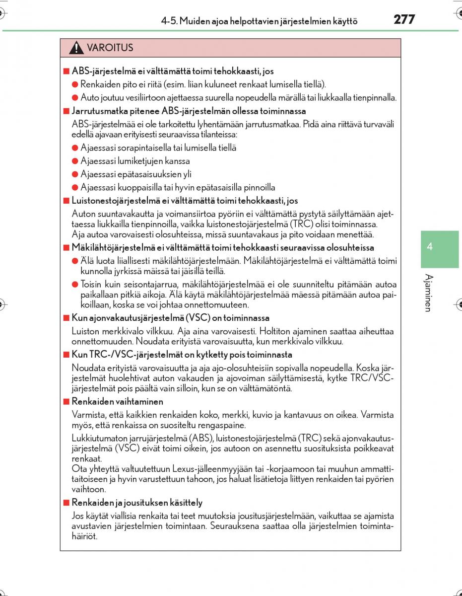 Lexus IS300h III 3 omistajan kasikirja / page 277