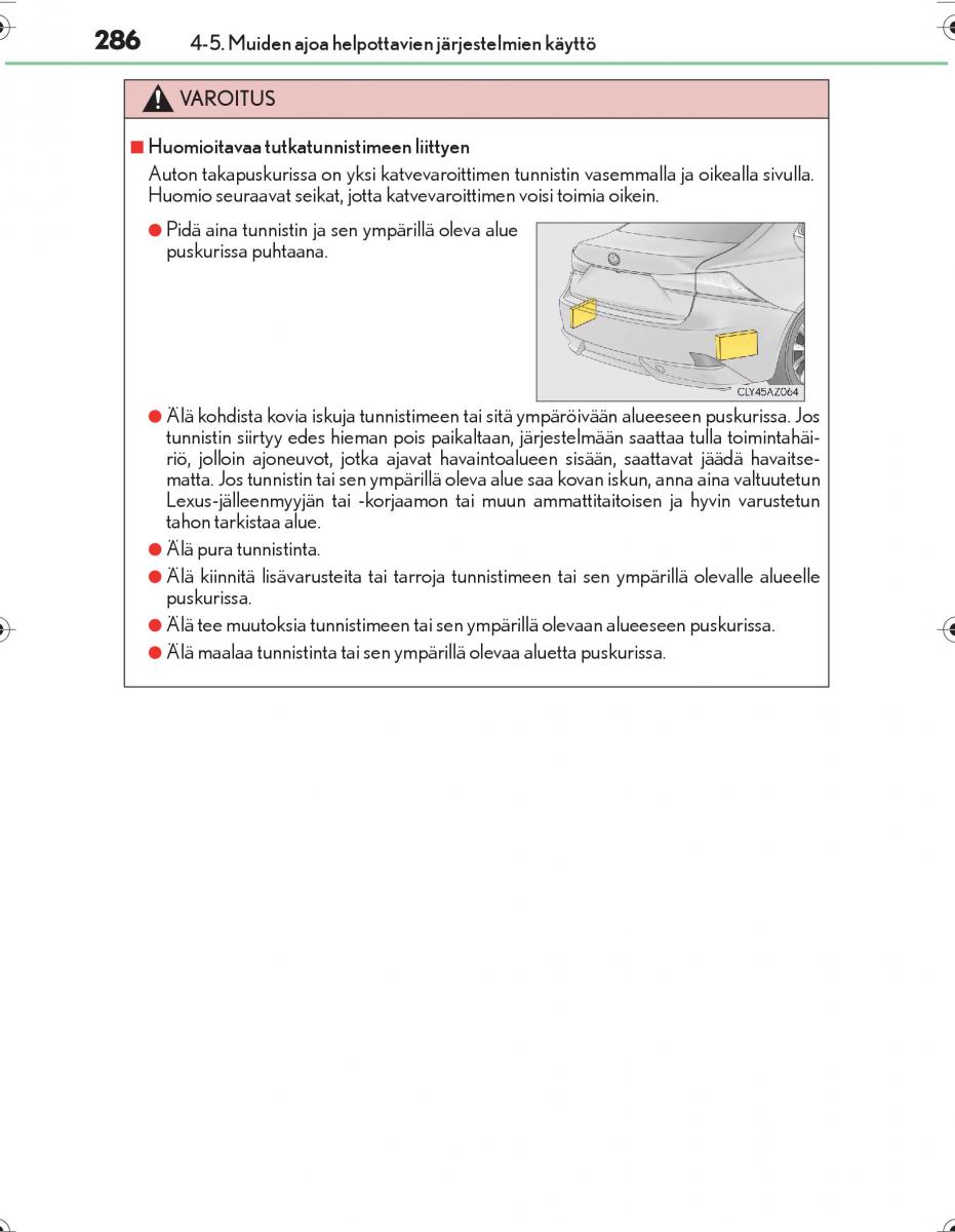 Lexus IS300h III 3 omistajan kasikirja / page 286