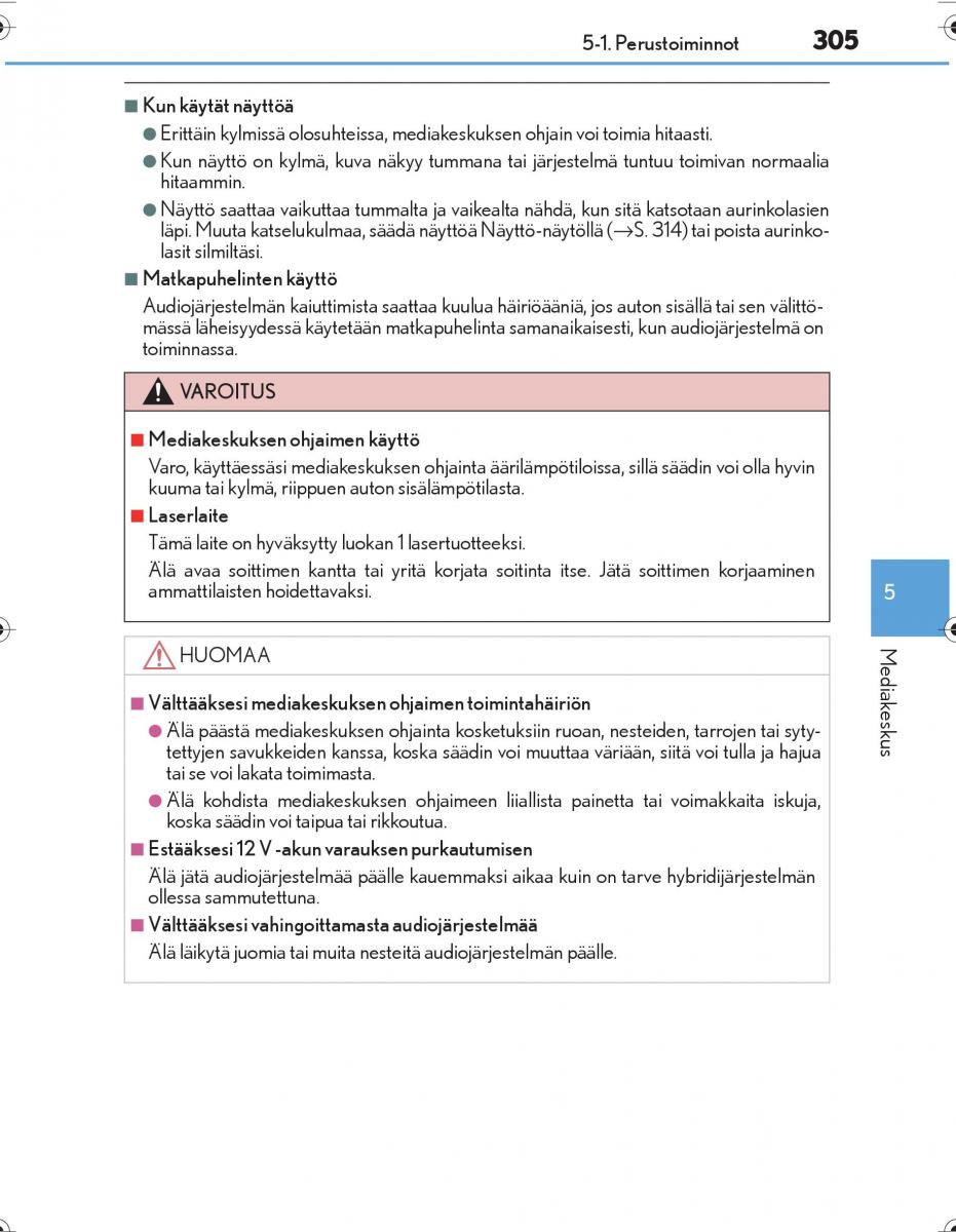 Lexus IS300h III 3 omistajan kasikirja / page 305