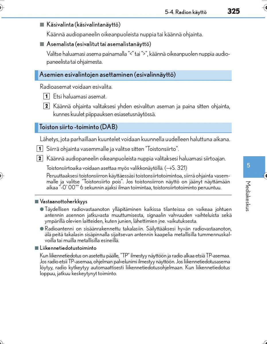 Lexus IS300h III 3 omistajan kasikirja / page 325