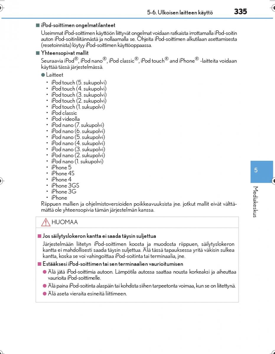 Lexus IS300h III 3 omistajan kasikirja / page 335