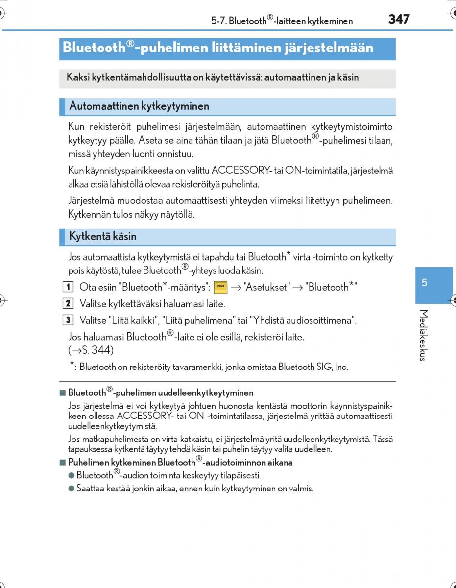 Lexus IS300h III 3 omistajan kasikirja / page 347