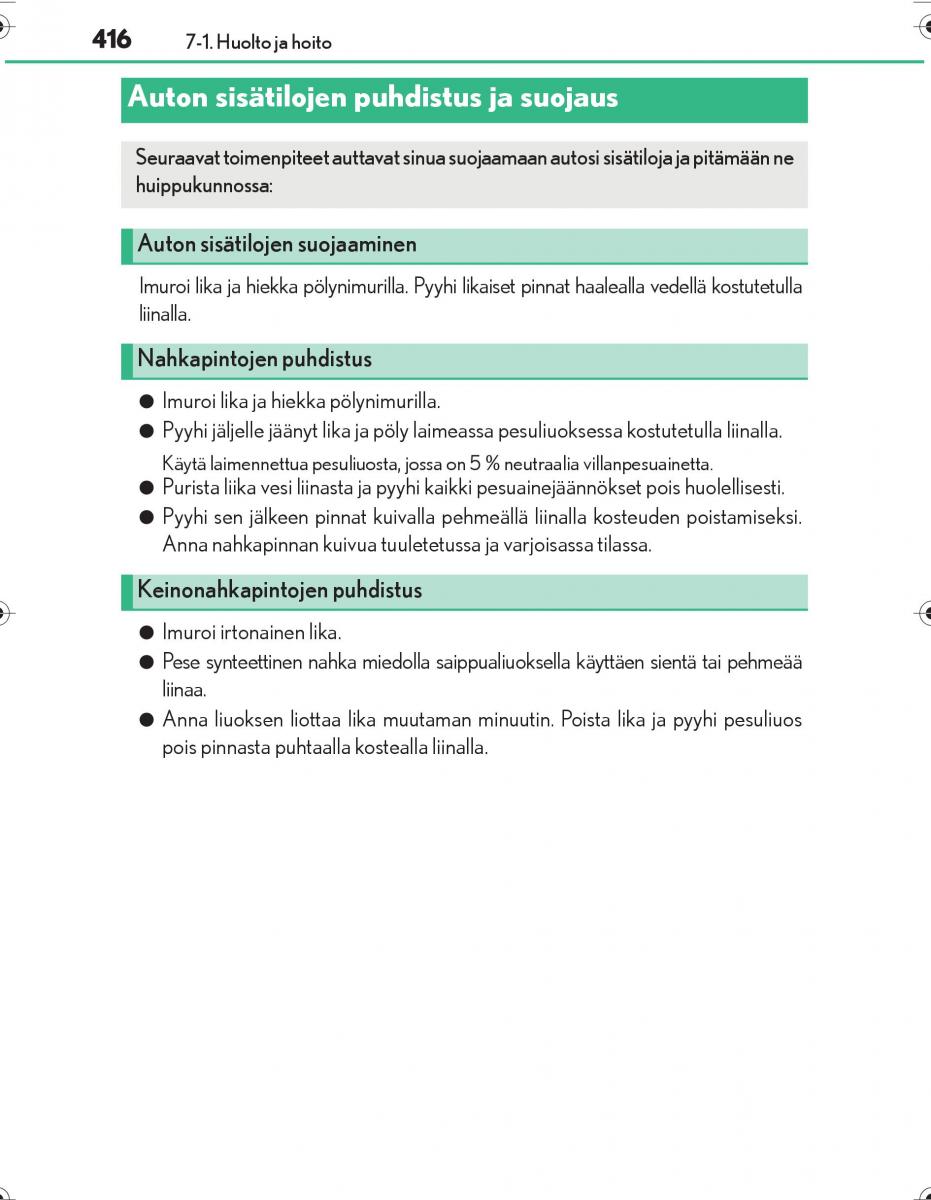 Lexus IS300h III 3 omistajan kasikirja / page 416