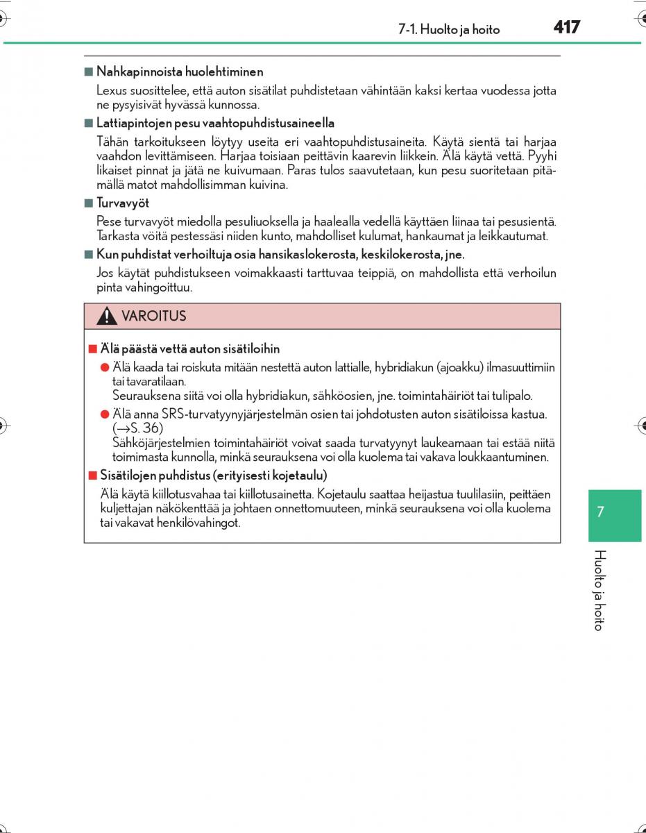 Lexus IS300h III 3 omistajan kasikirja / page 417