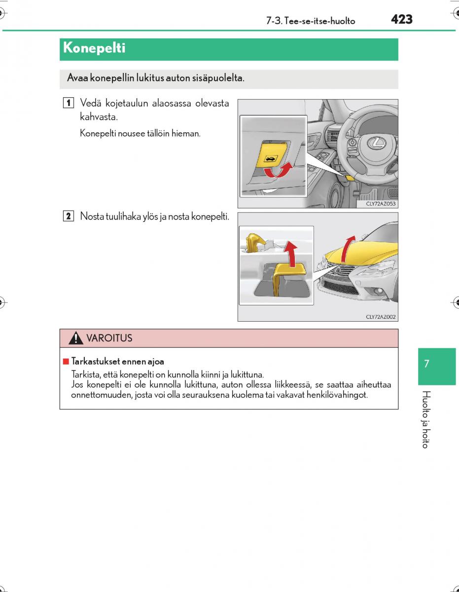 Lexus IS300h III 3 omistajan kasikirja / page 423