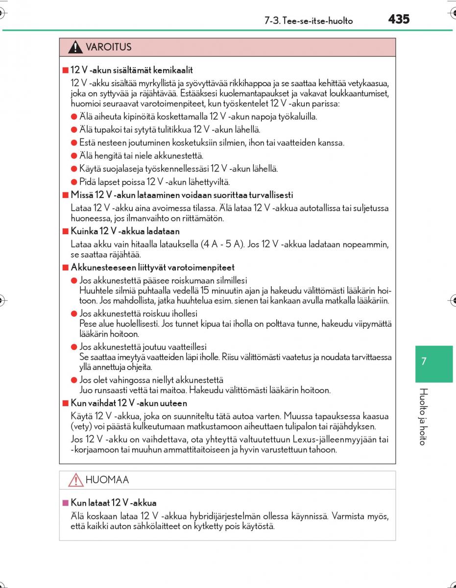 Lexus IS300h III 3 omistajan kasikirja / page 435