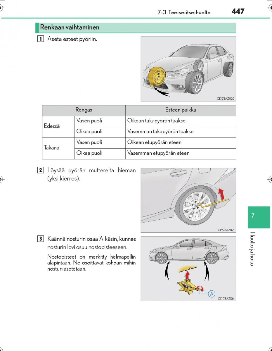 Lexus IS300h III 3 omistajan kasikirja / page 447