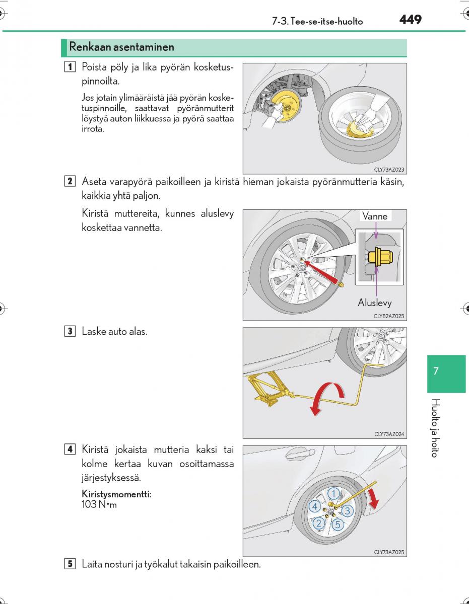 Lexus IS300h III 3 omistajan kasikirja / page 449