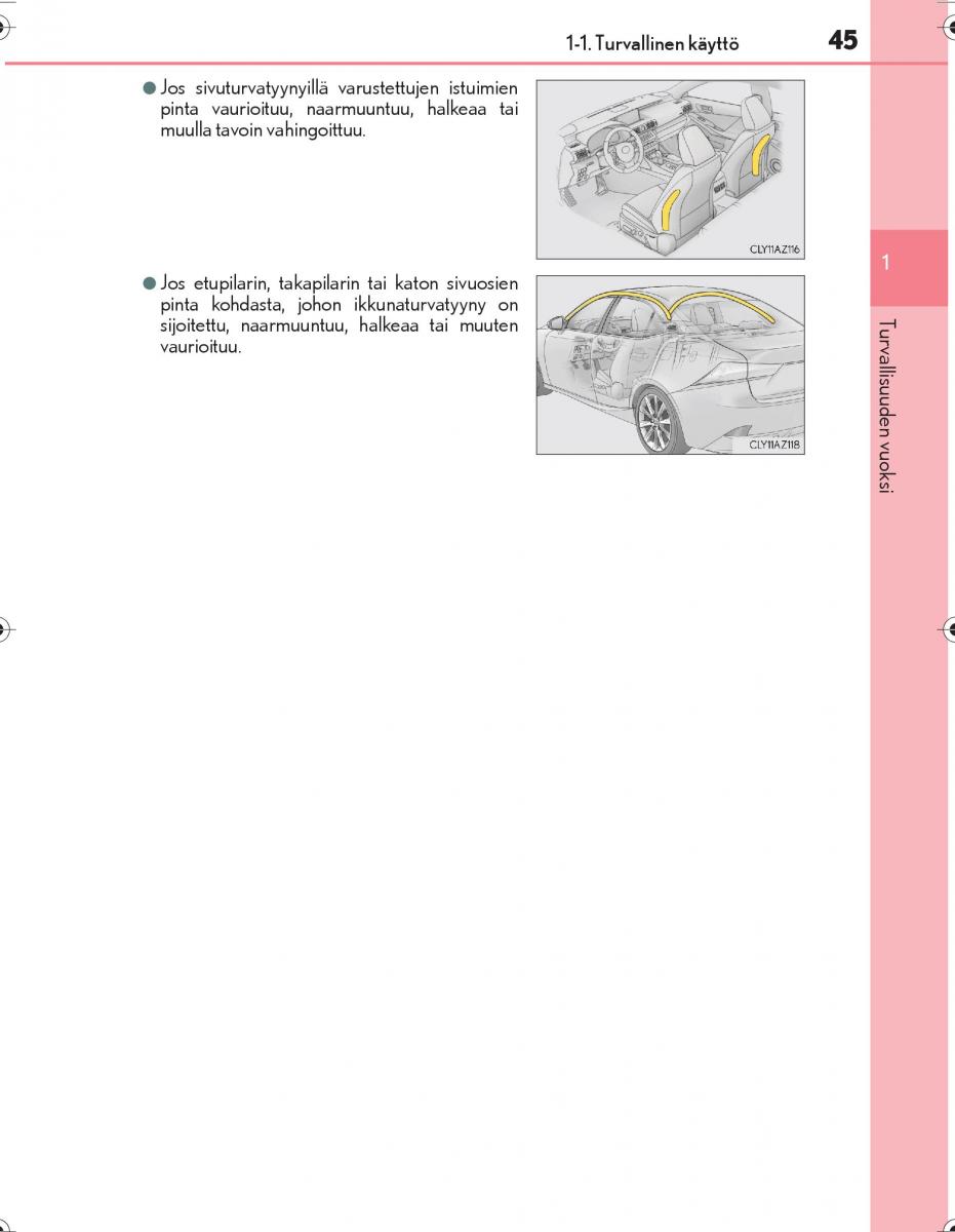 Lexus IS300h III 3 omistajan kasikirja / page 45