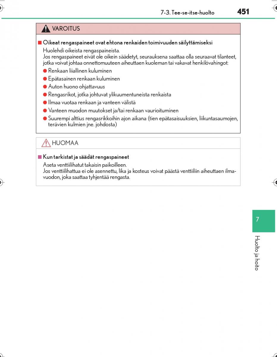 Lexus IS300h III 3 omistajan kasikirja / page 451