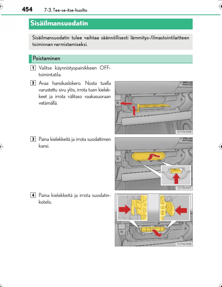 Lexus IS300h III 3 omistajan kasikirja / page 454