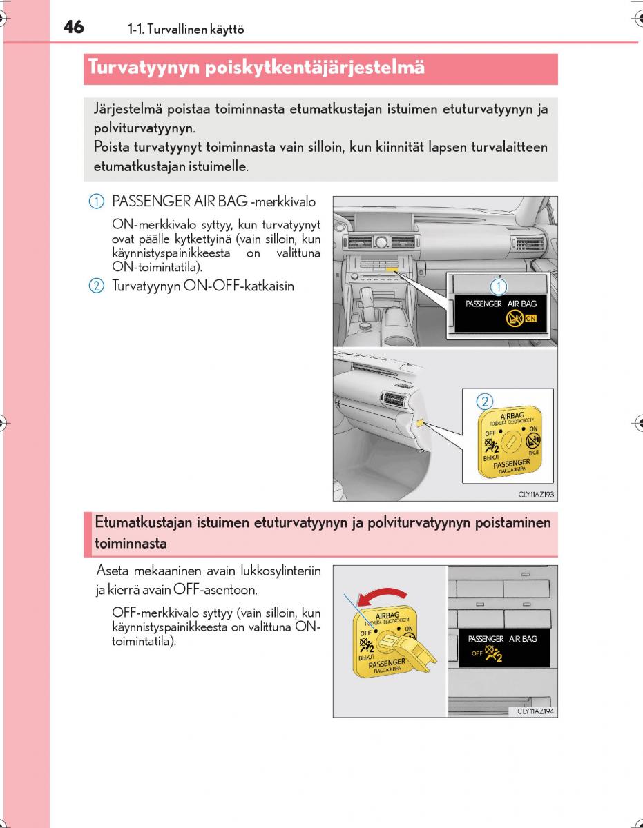 Lexus IS300h III 3 omistajan kasikirja / page 46