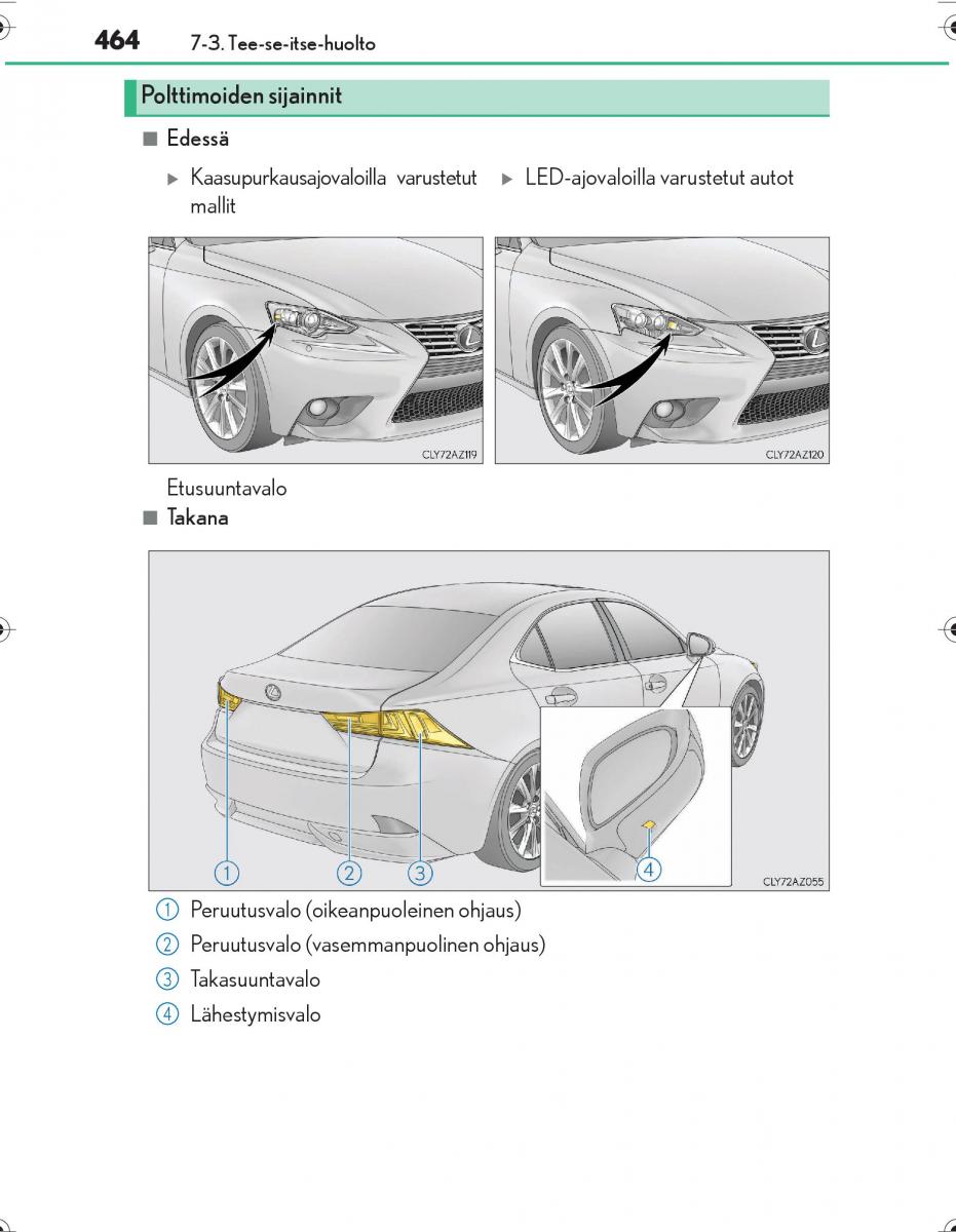 Lexus IS300h III 3 omistajan kasikirja / page 464