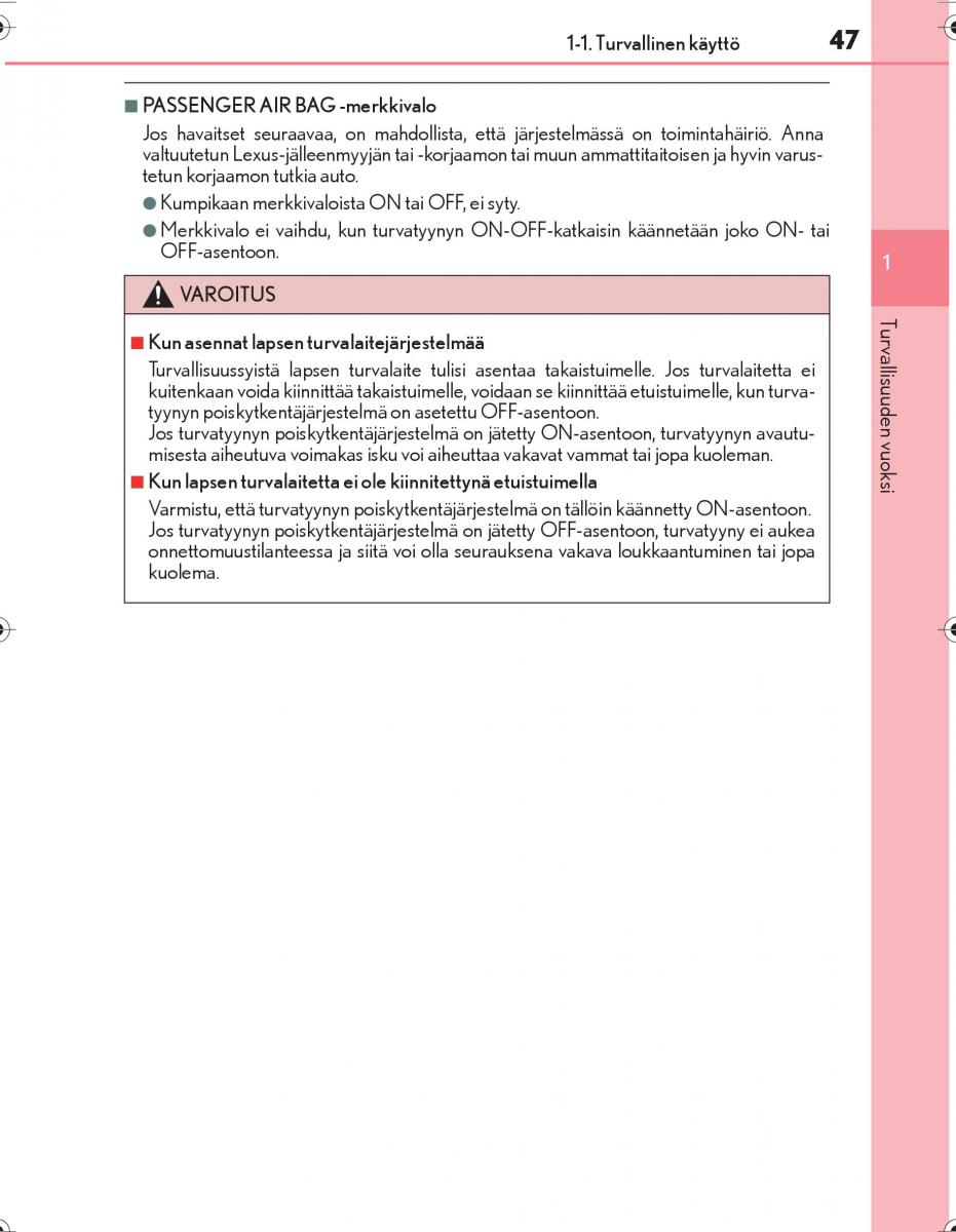 Lexus IS300h III 3 omistajan kasikirja / page 47