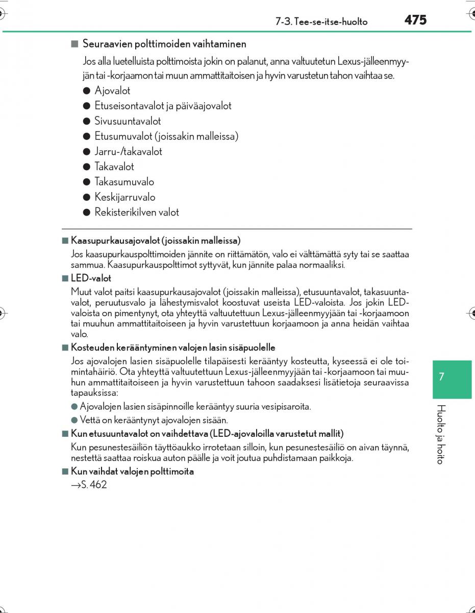 Lexus IS300h III 3 omistajan kasikirja / page 475