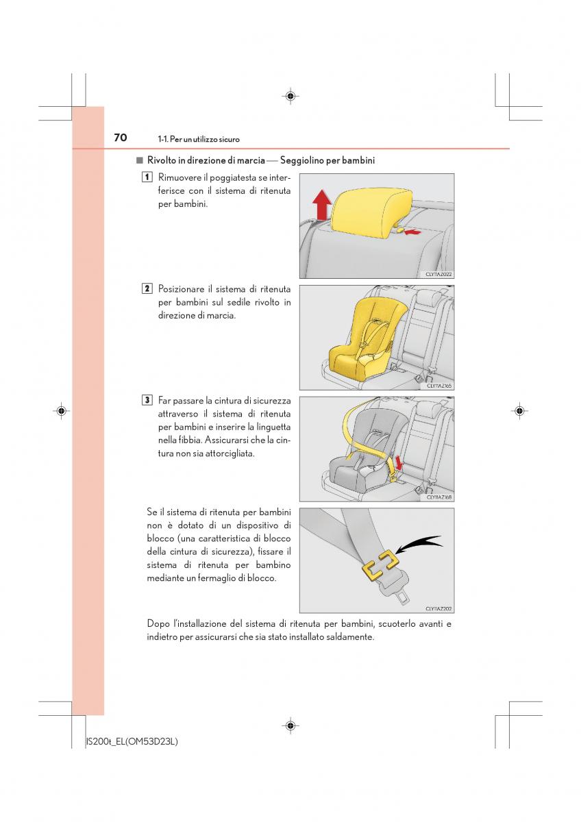 Lexus IS200t III 3 manuale del proprietario / page 70