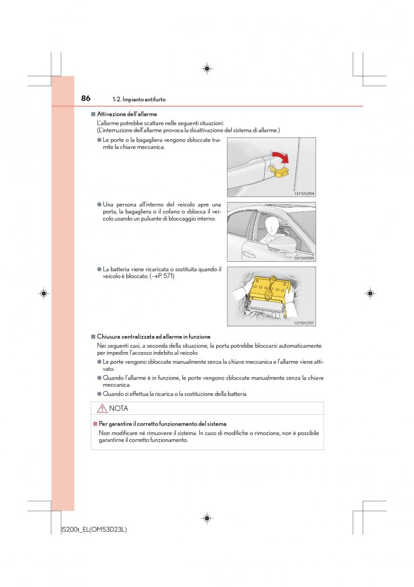 Lexus IS200t III 3 manuale del proprietario / page 86