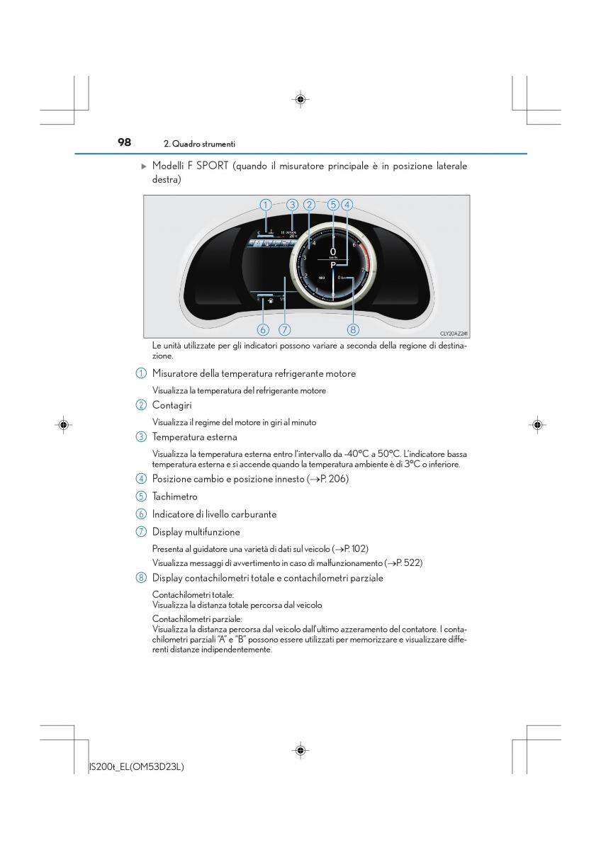 Lexus IS200t III 3 manuale del proprietario / page 98