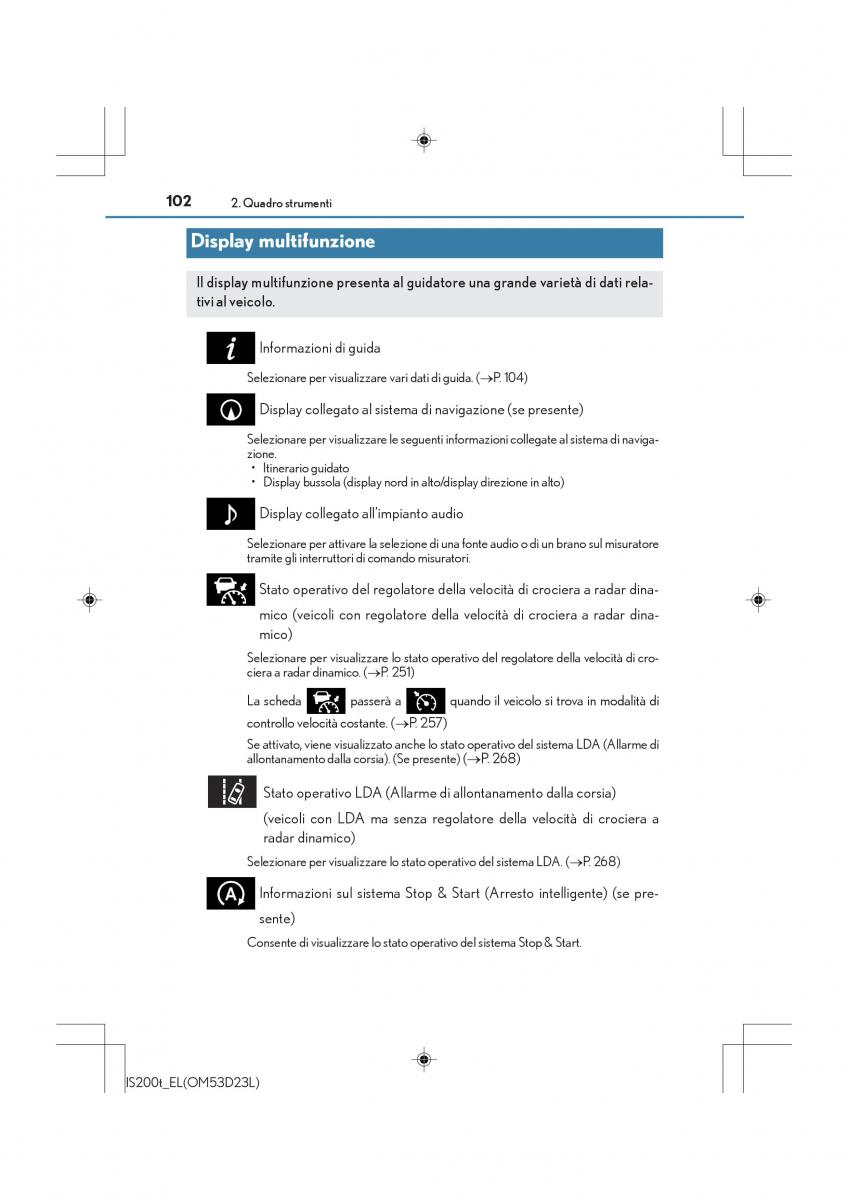 Lexus IS200t III 3 manuale del proprietario / page 102