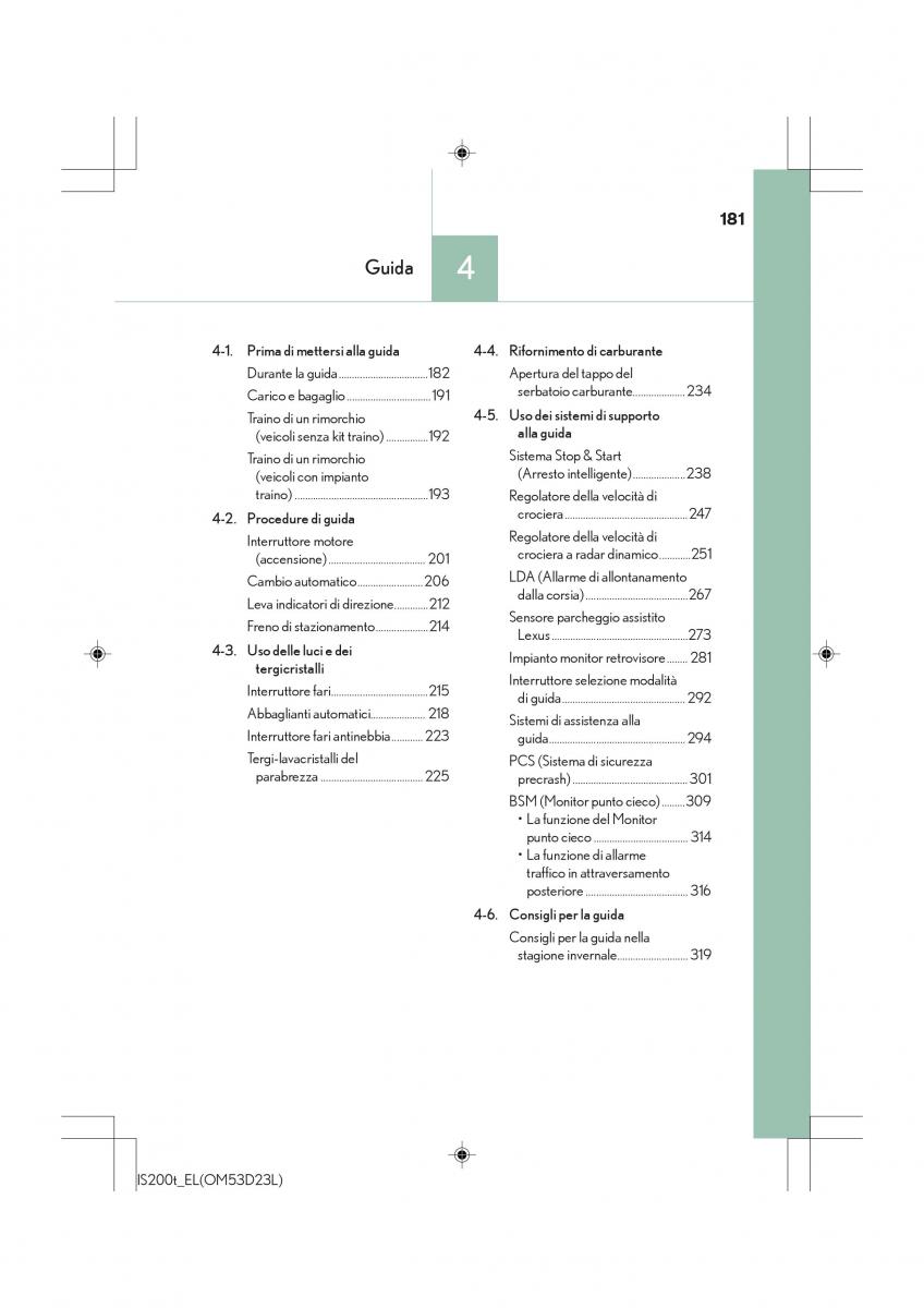 Lexus IS200t III 3 manuale del proprietario / page 181
