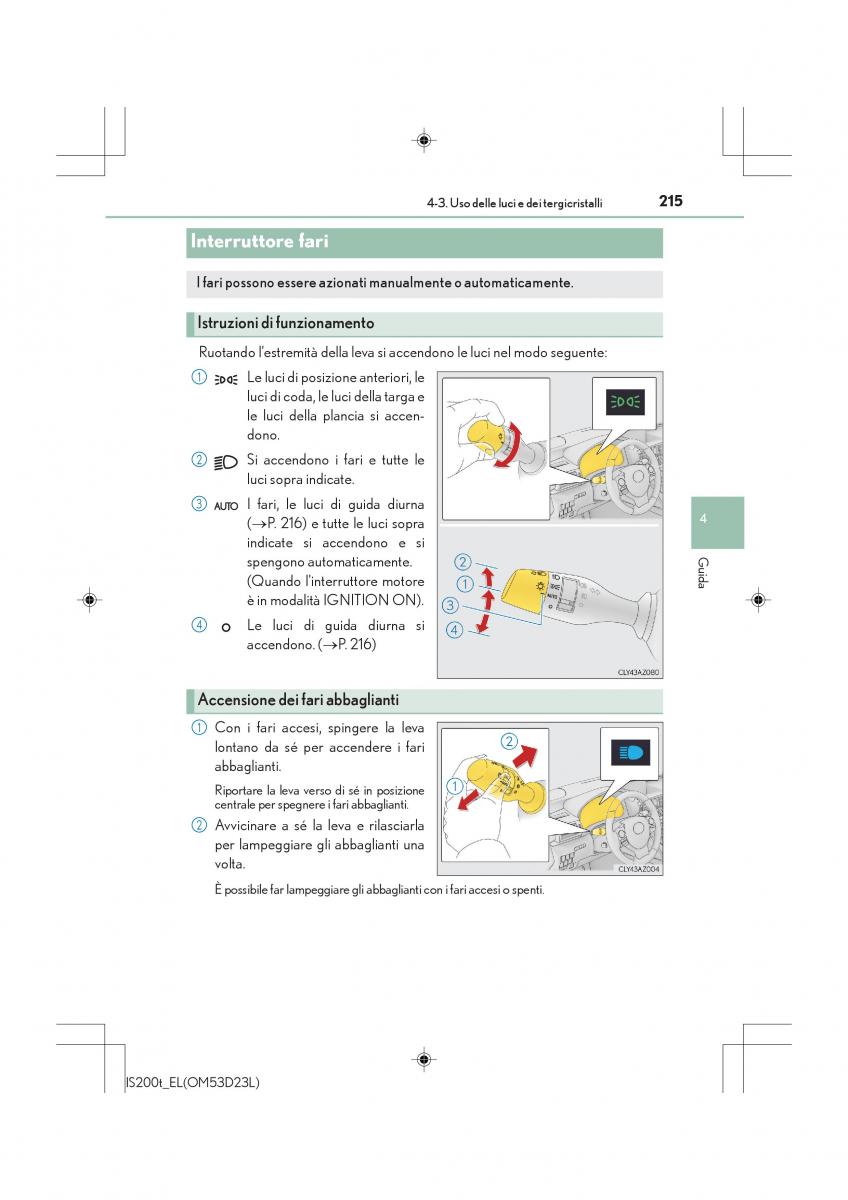 Lexus IS200t III 3 manuale del proprietario / page 215