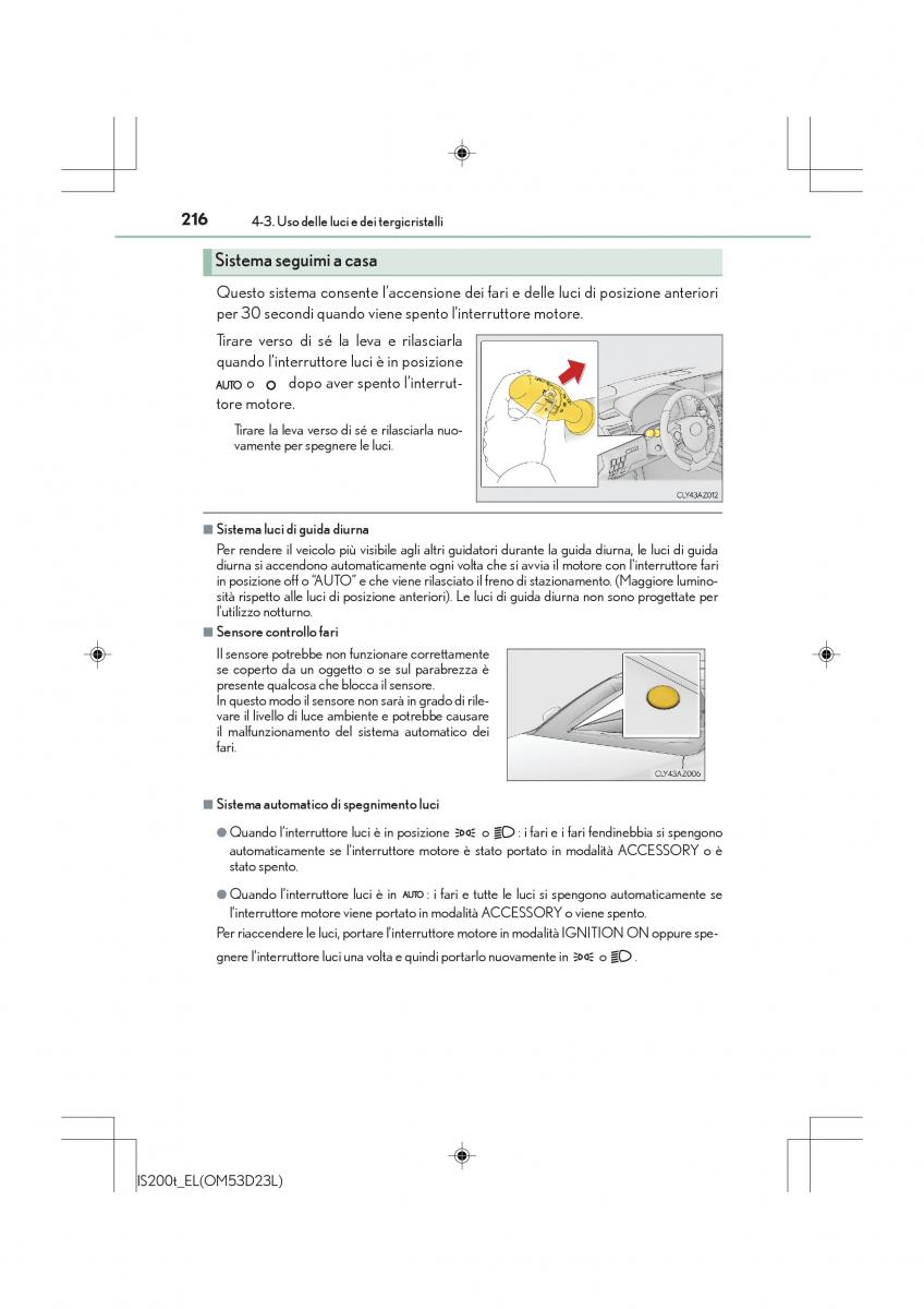 Lexus IS200t III 3 manuale del proprietario / page 216