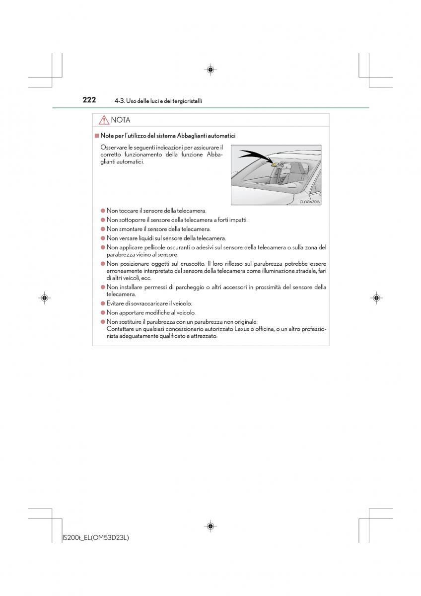 Lexus IS200t III 3 manuale del proprietario / page 222