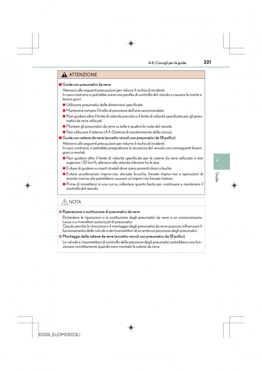 Lexus IS200t III 3 manuale del proprietario / page 321