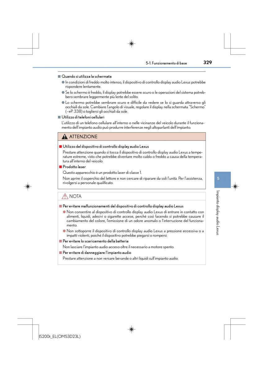 Lexus IS200t III 3 manuale del proprietario / page 329