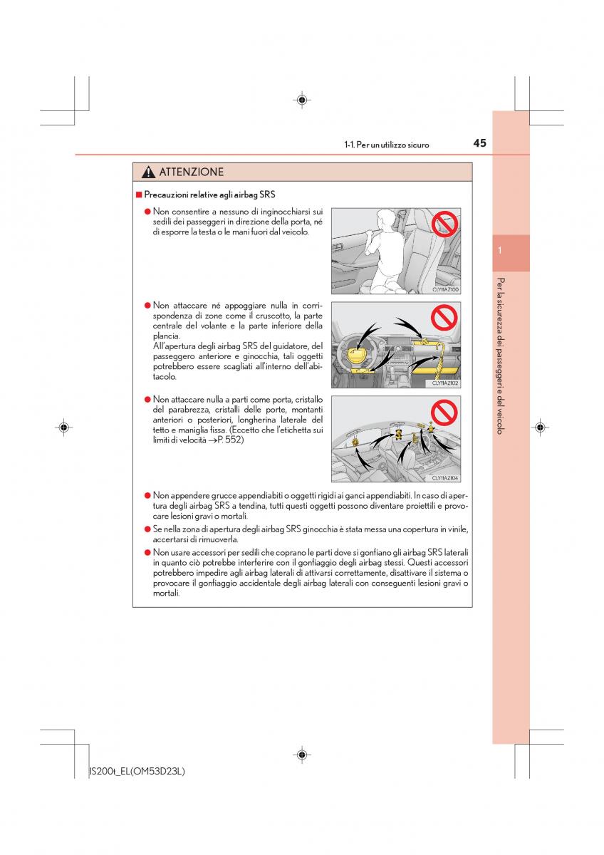 Lexus IS200t III 3 manuale del proprietario / page 45