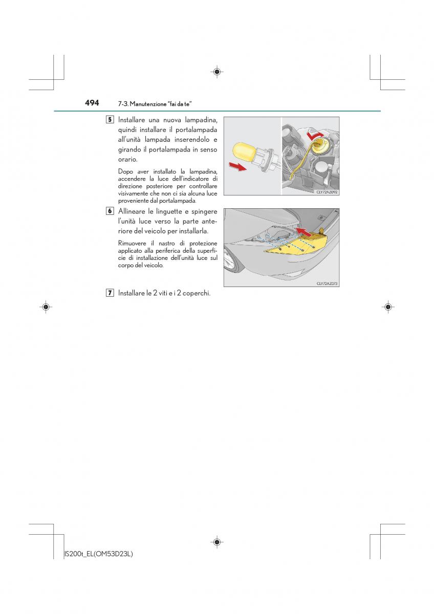 Lexus IS200t III 3 manuale del proprietario / page 494