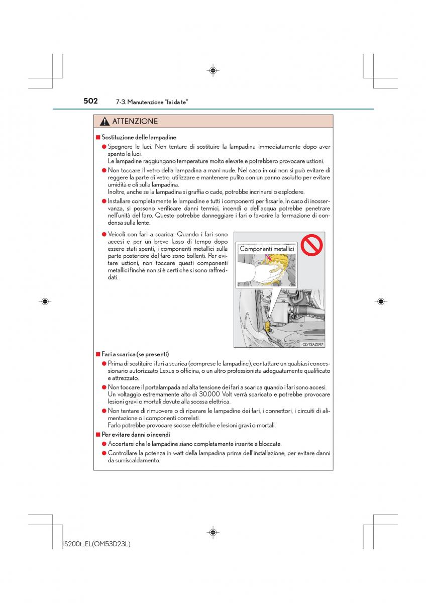 Lexus IS200t III 3 manuale del proprietario / page 502