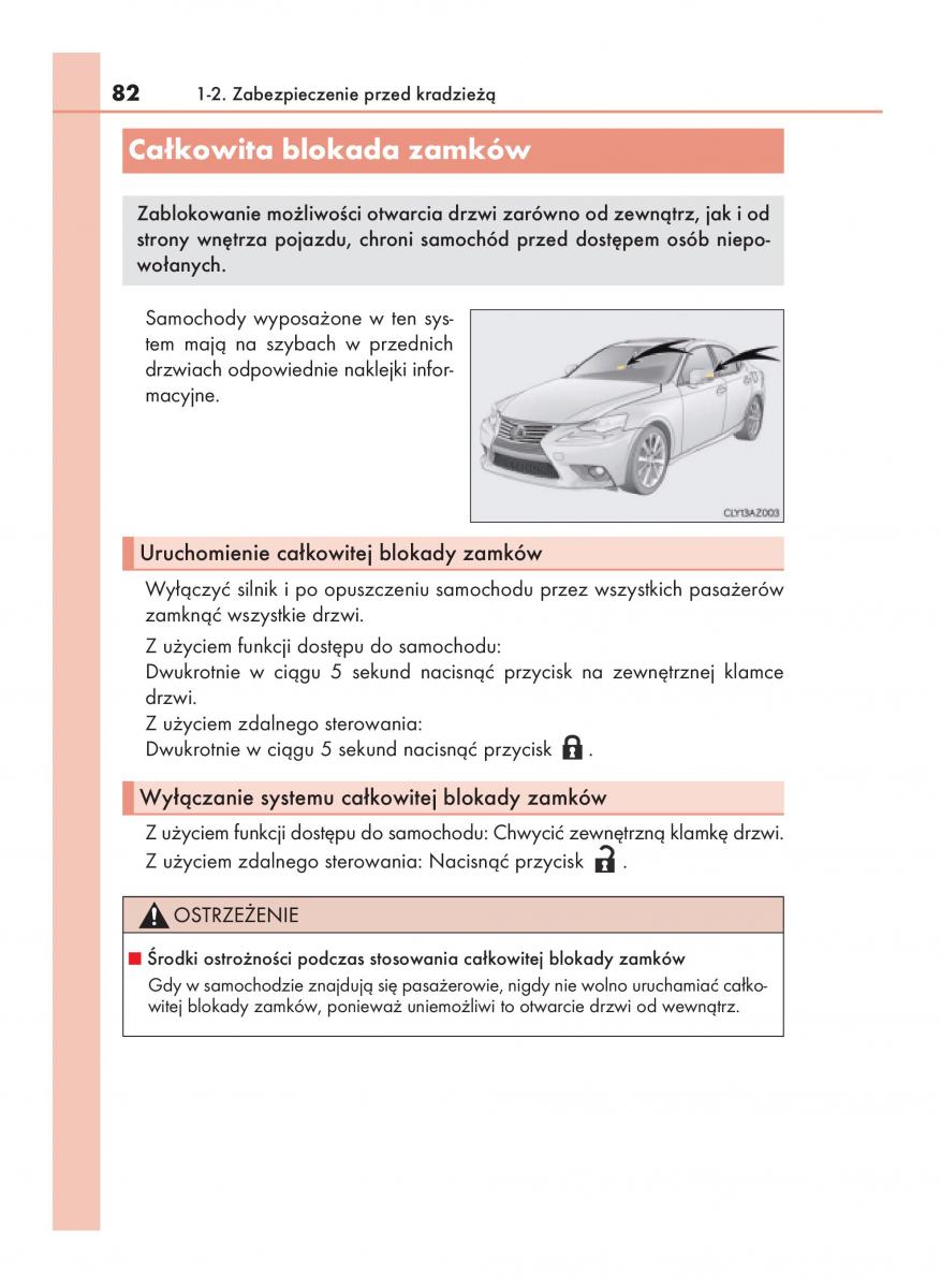 Lexus IS200t III 3 instrukcja obslugi / page 82