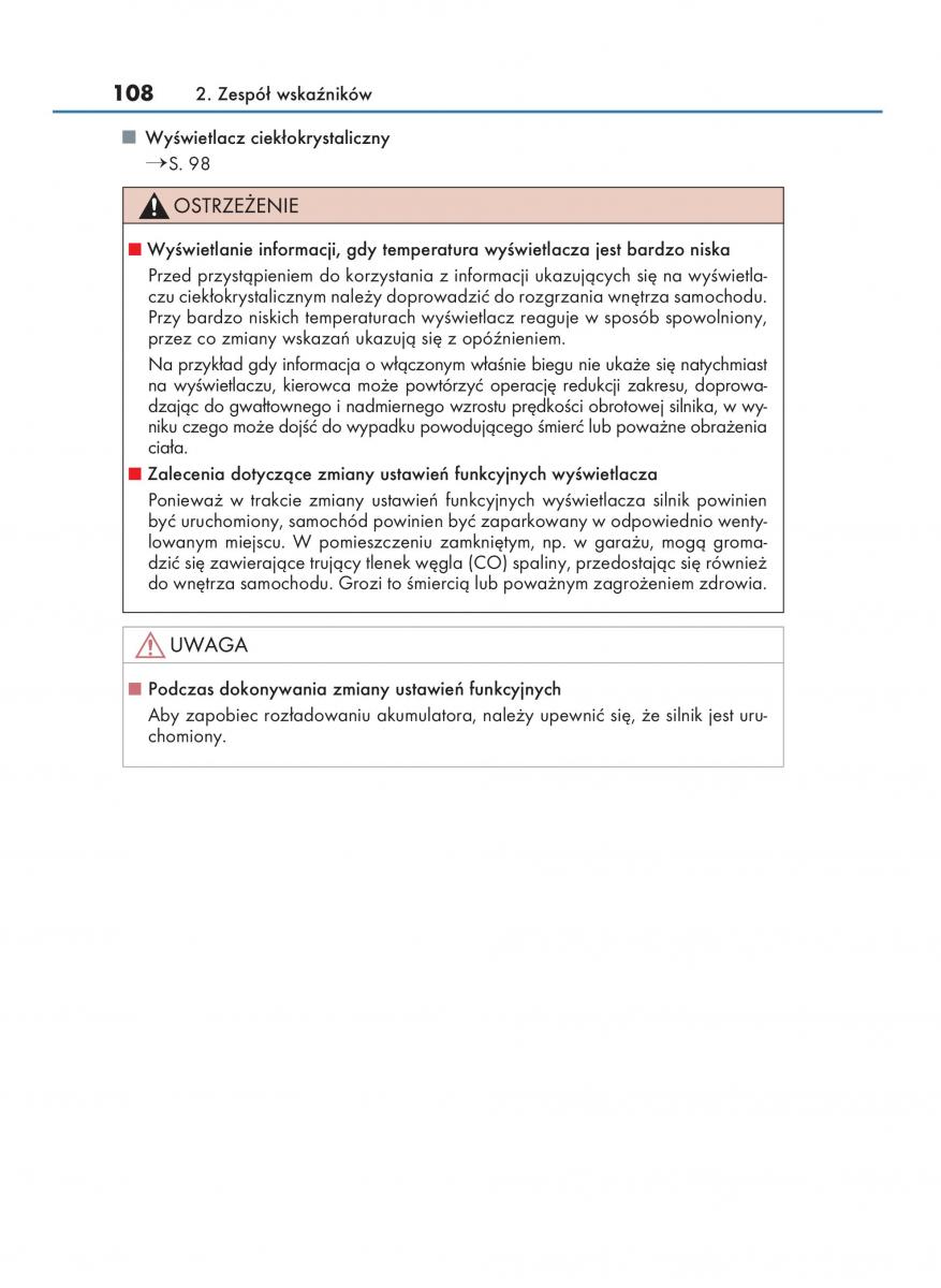 Lexus IS200t III 3 instrukcja obslugi / page 108