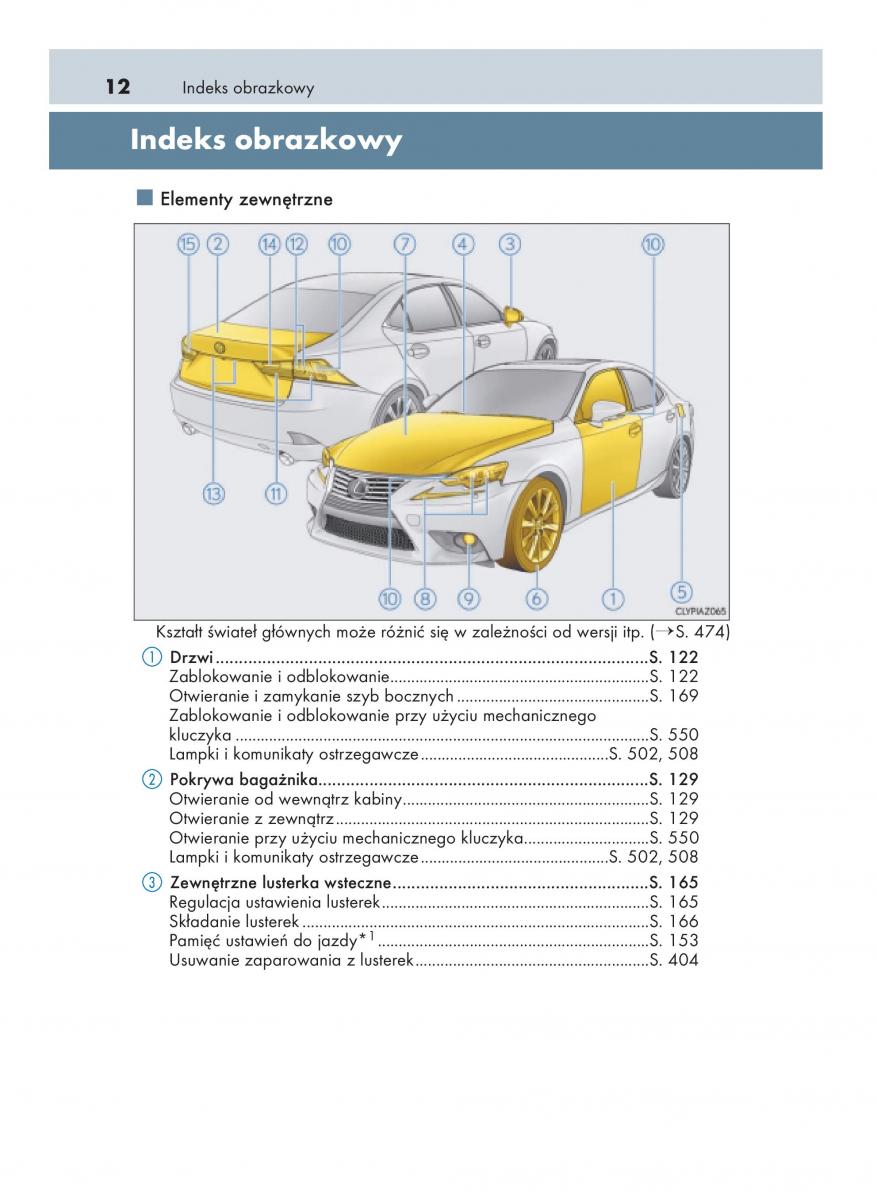 Lexus IS200t III 3 instrukcja obslugi / page 12