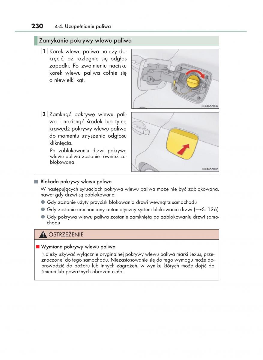 Lexus IS200t III 3 instrukcja obslugi / page 230