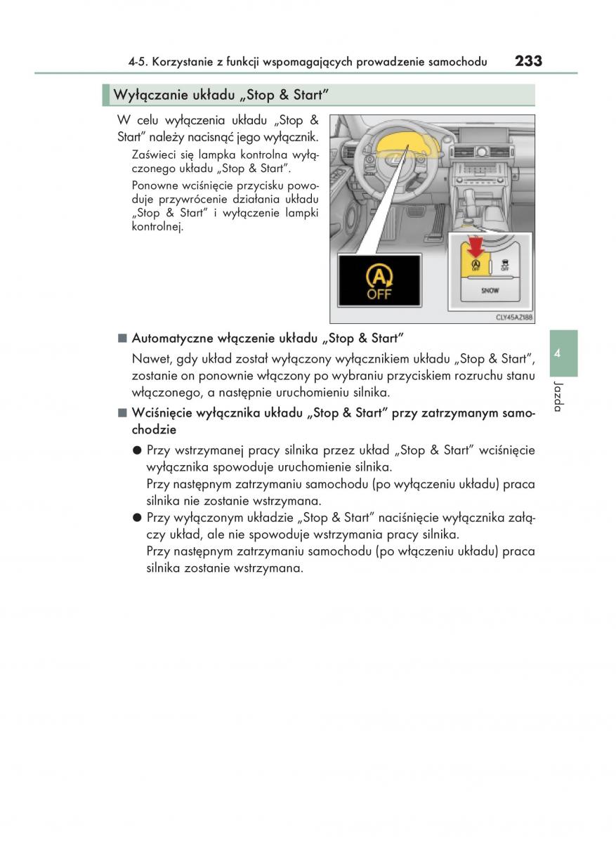 Lexus IS200t III 3 instrukcja obslugi / page 233