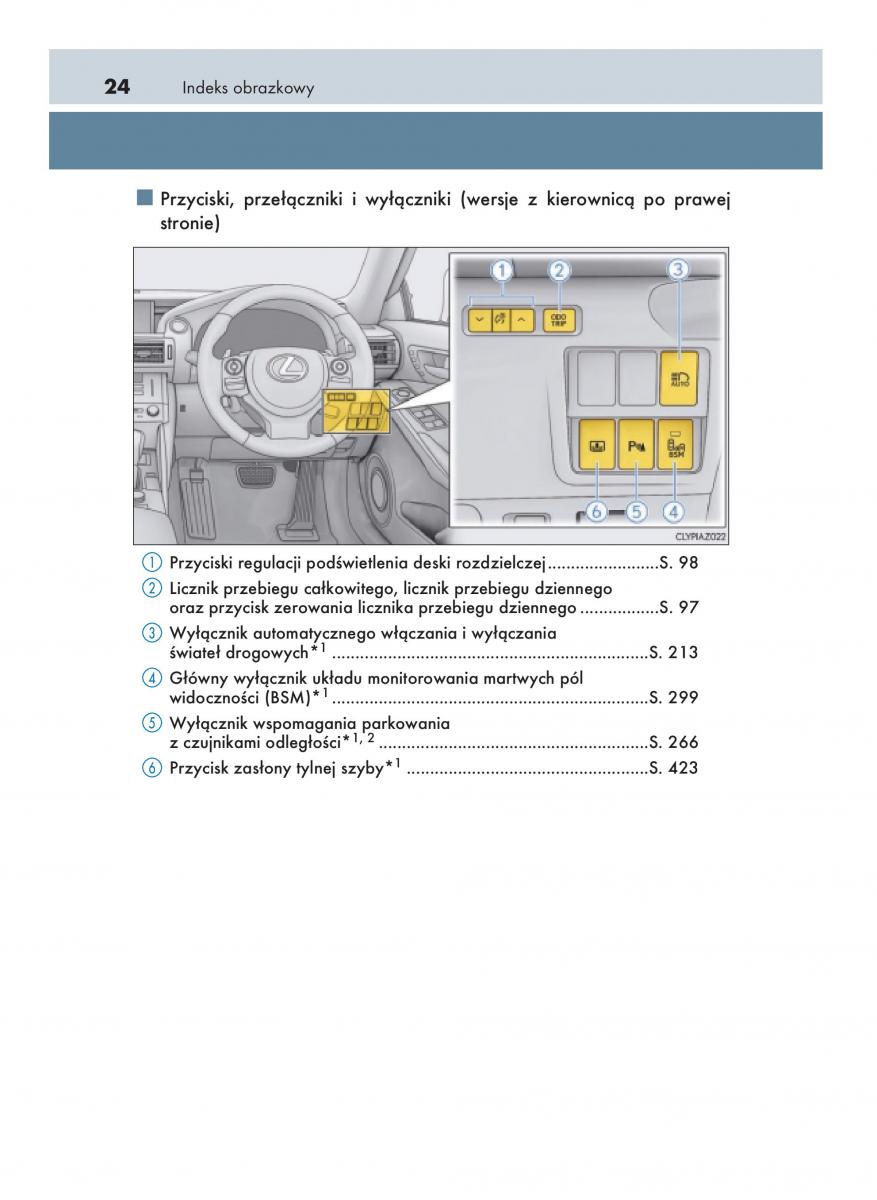 Lexus IS200t III 3 instrukcja obslugi / page 24