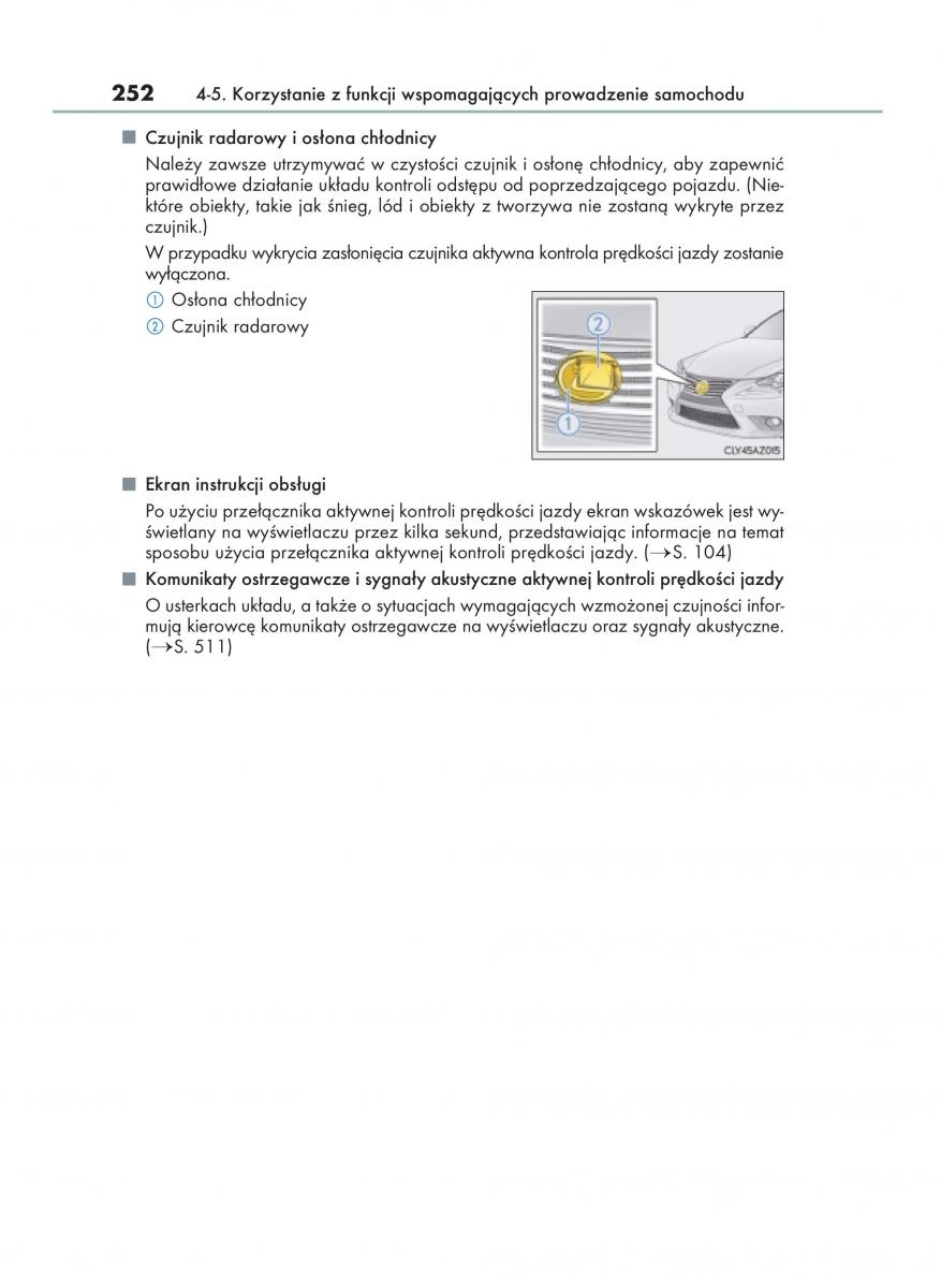 Lexus IS200t III 3 instrukcja obslugi / page 252