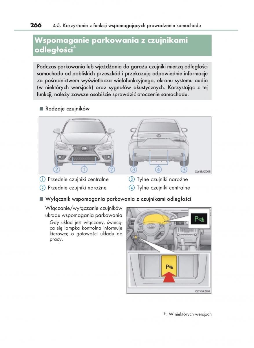 Lexus IS200t III 3 instrukcja obslugi / page 266