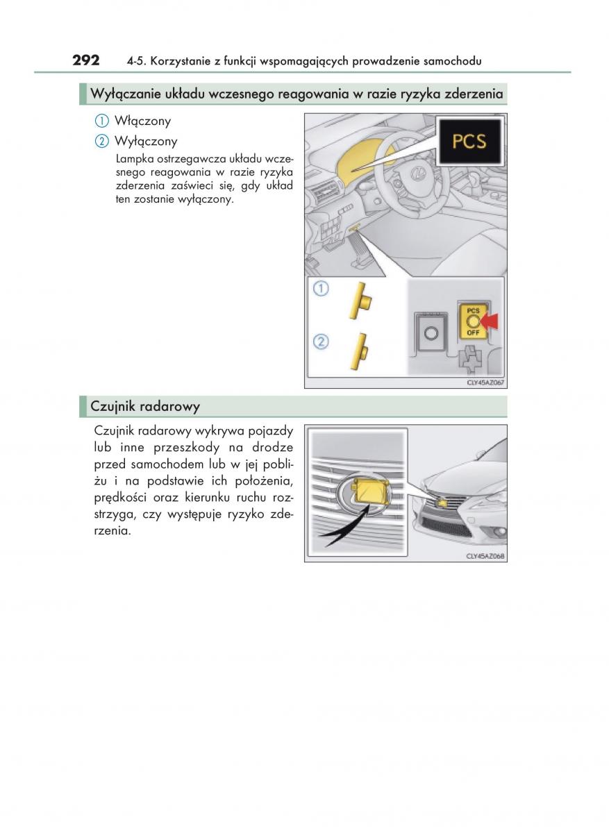 Lexus IS200t III 3 instrukcja obslugi / page 292