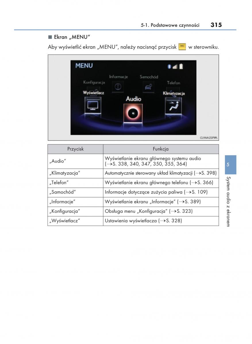 Lexus IS200t III 3 instrukcja obslugi / page 315